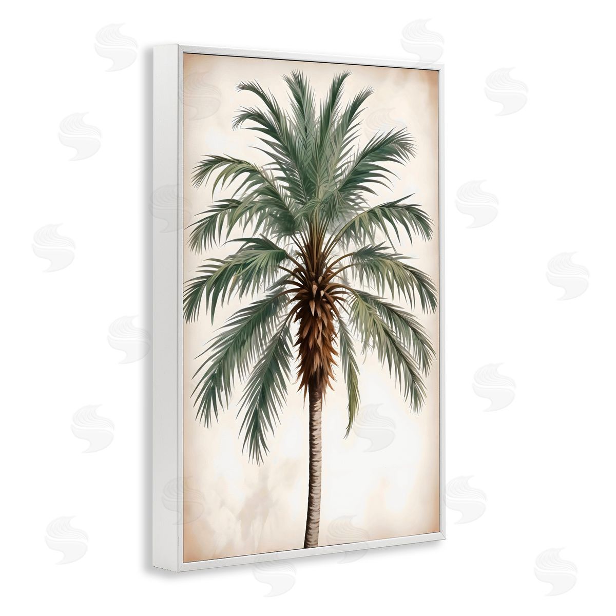LSR Design Studio Centered Feathered Palm White Frame Giclee Art Print