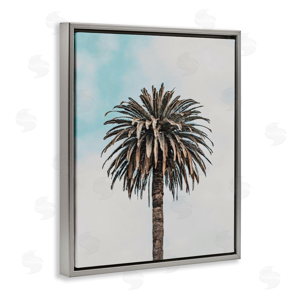 LSR Design Studio Centric Elegant Palm Gray Floating Frame Canvas Art Print