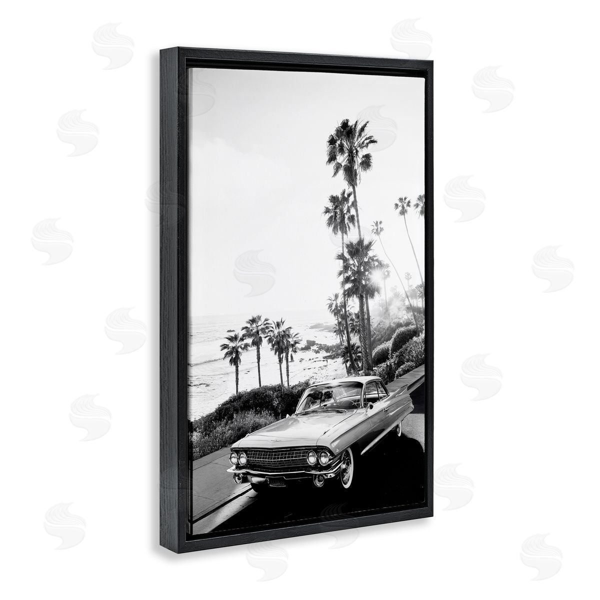 Sisi and Seb Malibu Classic Black & White Black Floating Frame Canvas Wall Art Print