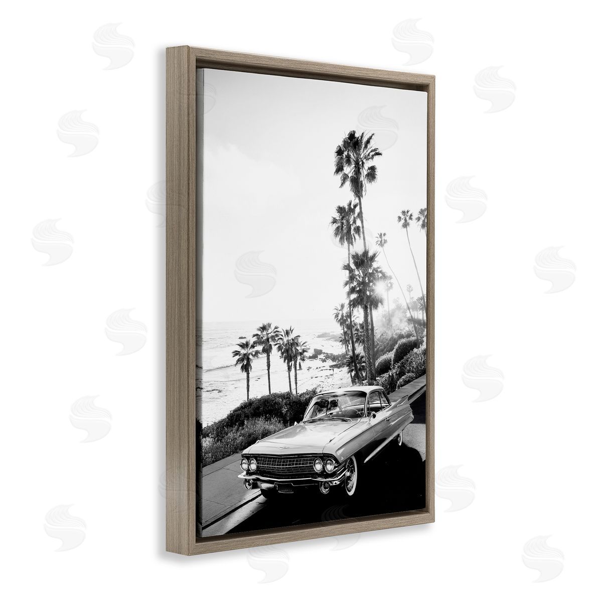 Sisi and Seb Malibu Classic Black & White Brown Floating Frame Canvas Art Print