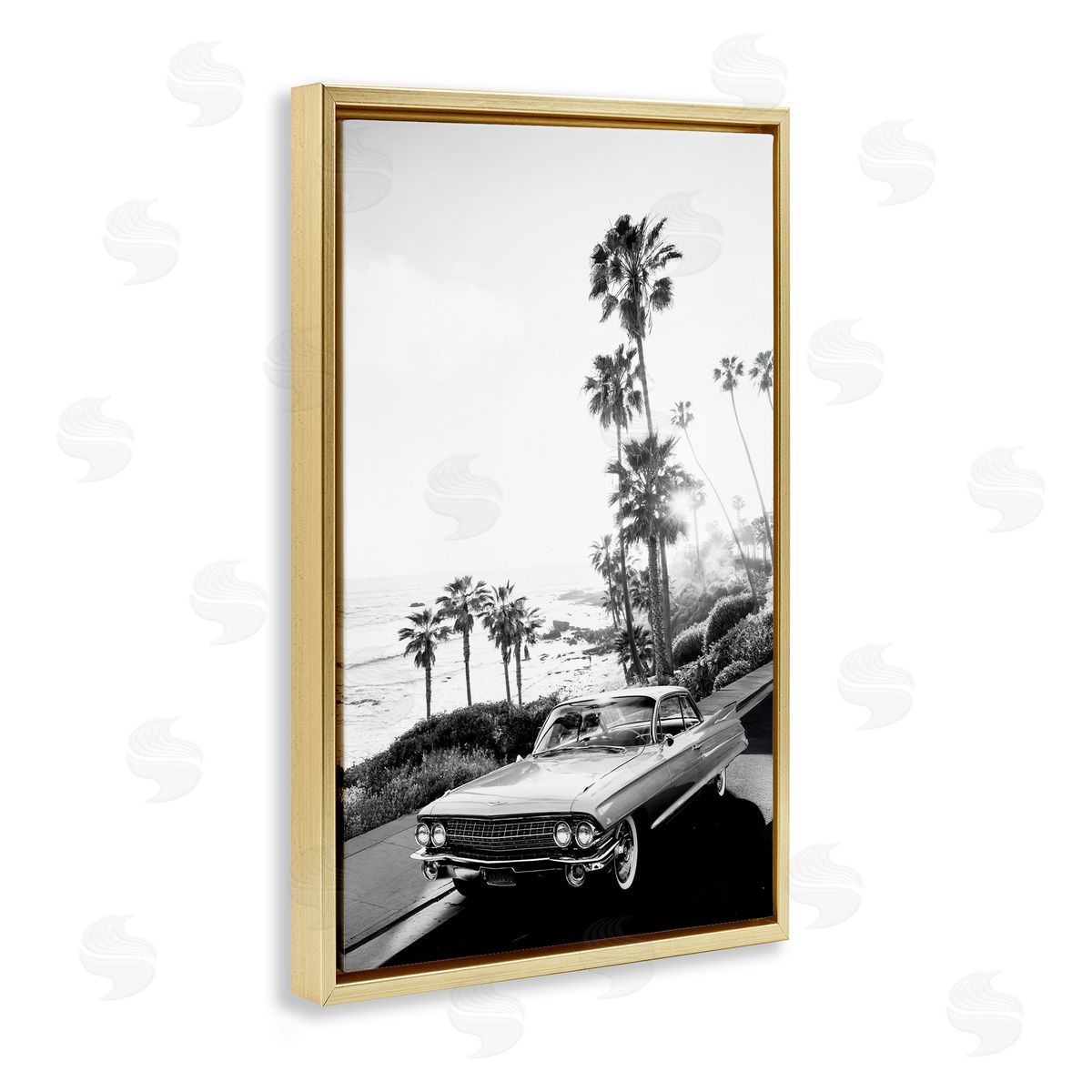 Sisi and Seb Malibu Classic Black & White Gold Floating Frame Canvas Art Print
