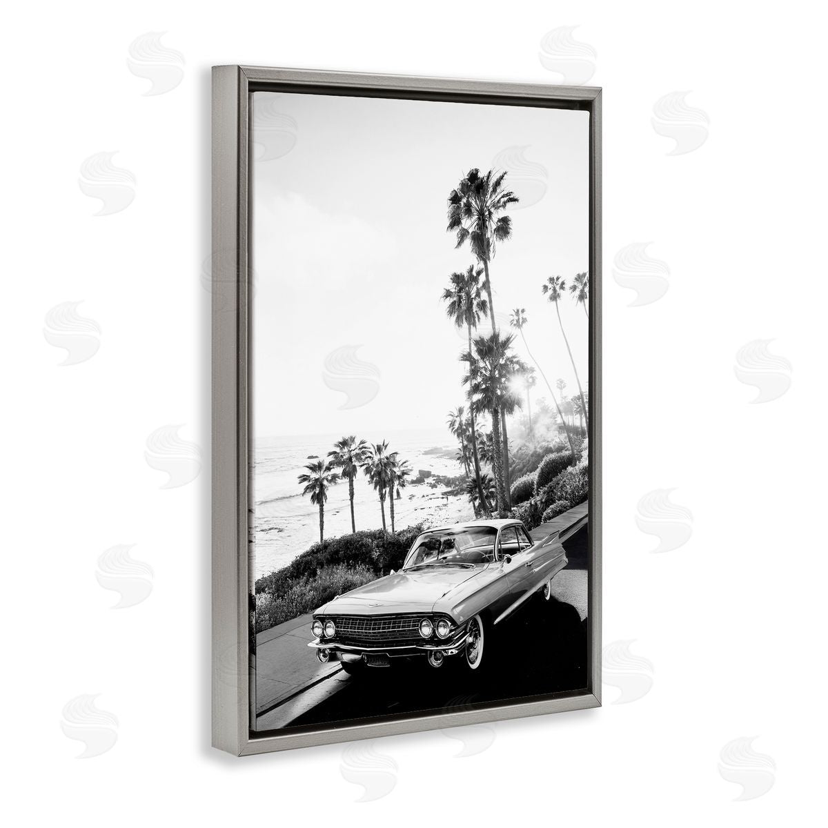 Sisi and Seb Malibu Classic Black & White Gray Floating Frame Canvas Art Print
