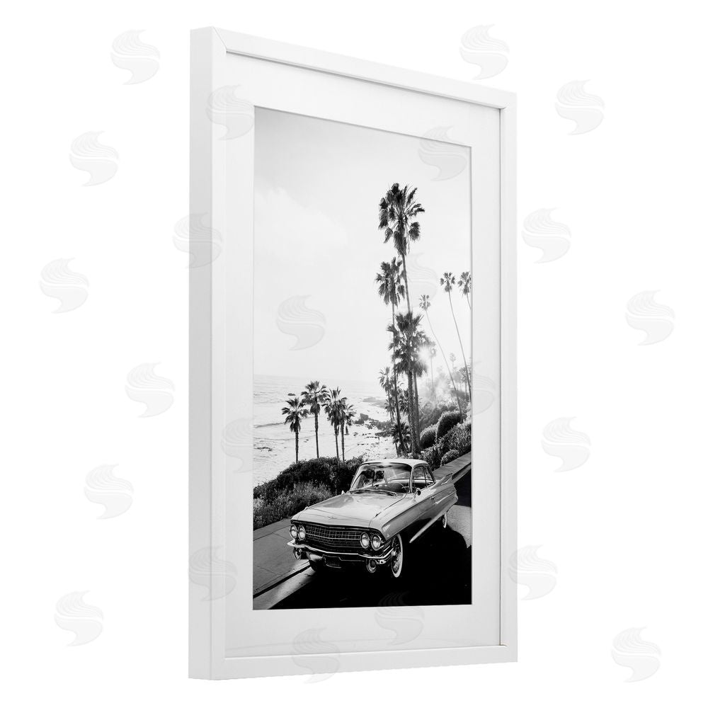 Sisi and Seb Malibu Classic Black & White White Framed Print Under Glass Art