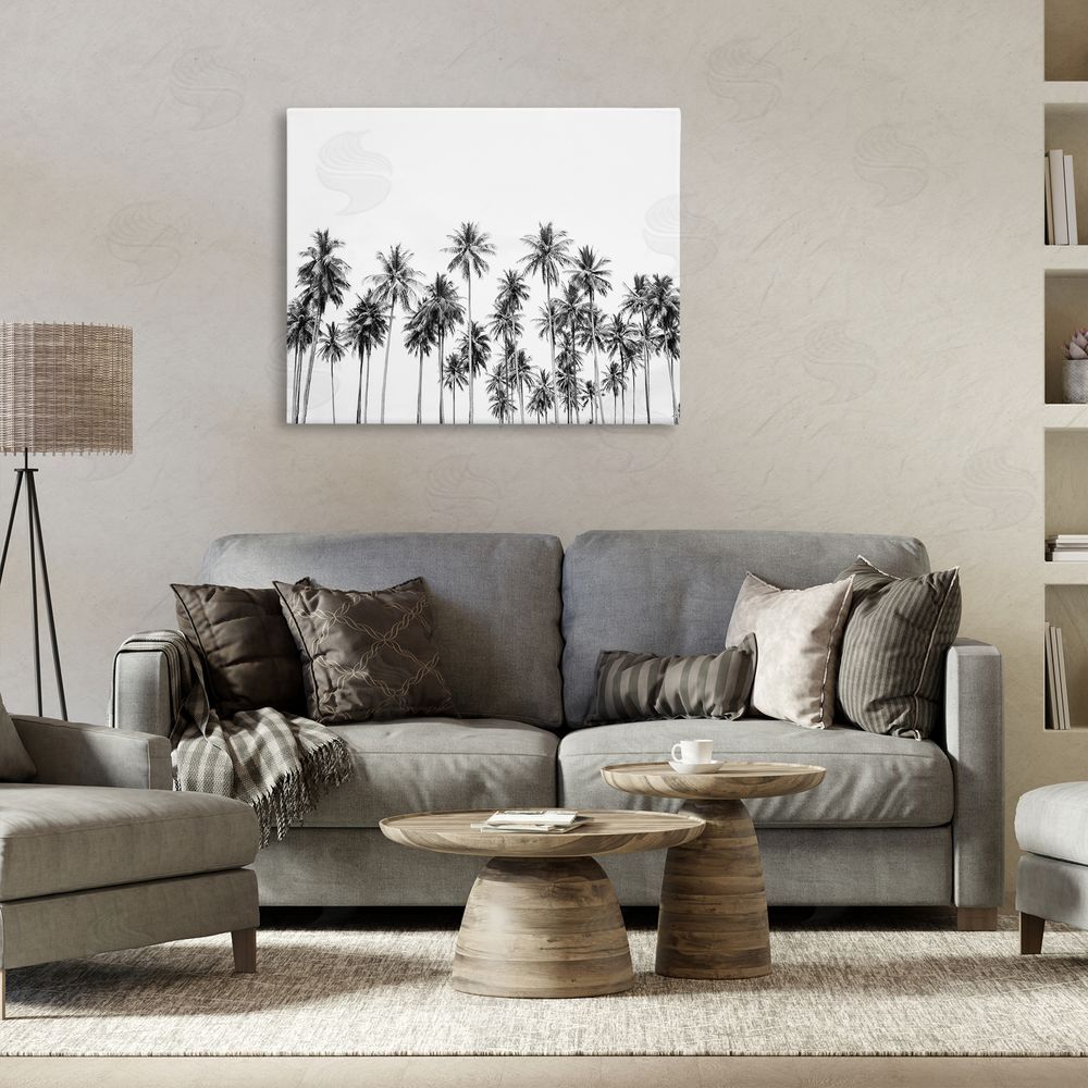 Sisi and Seb Palm Trees Paradise in Monochrome Printed Wall Art in Room