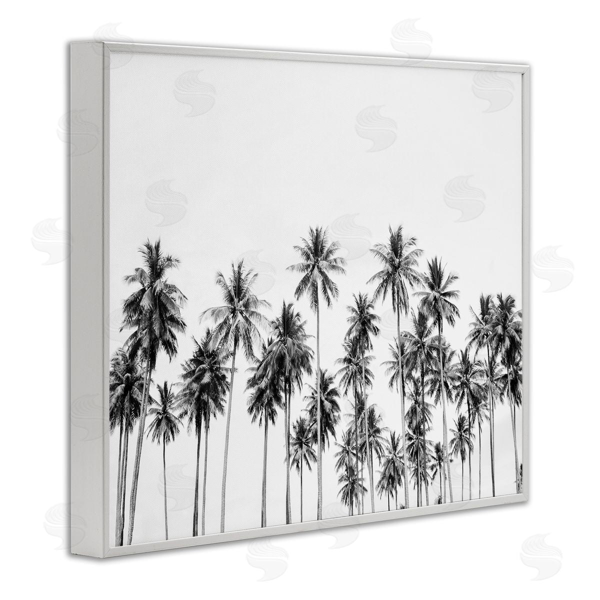 Sisi and Seb Palm Trees Paradise in Monochrome White Frame Giclee Art Print