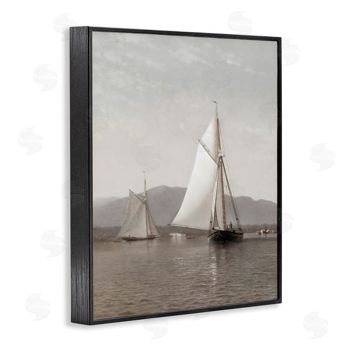 Riley B Soft Vintage Coastal Boat Black Framed Giclee Art Print