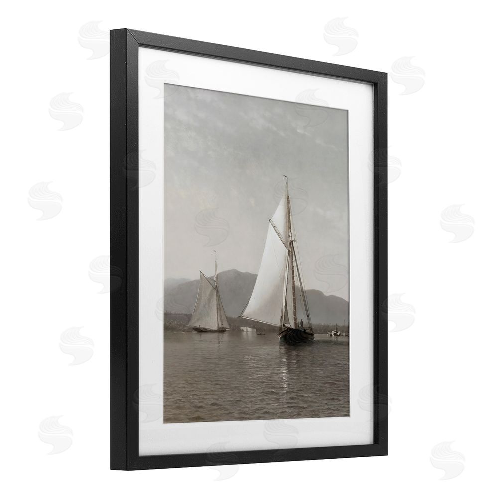 Riley B Soft Vintage Coastal Boat Black Framed Print Under Glass Art