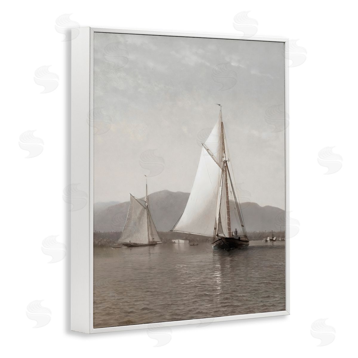 Riley B Soft Vintage Coastal Boat White Frame Giclee Art Print