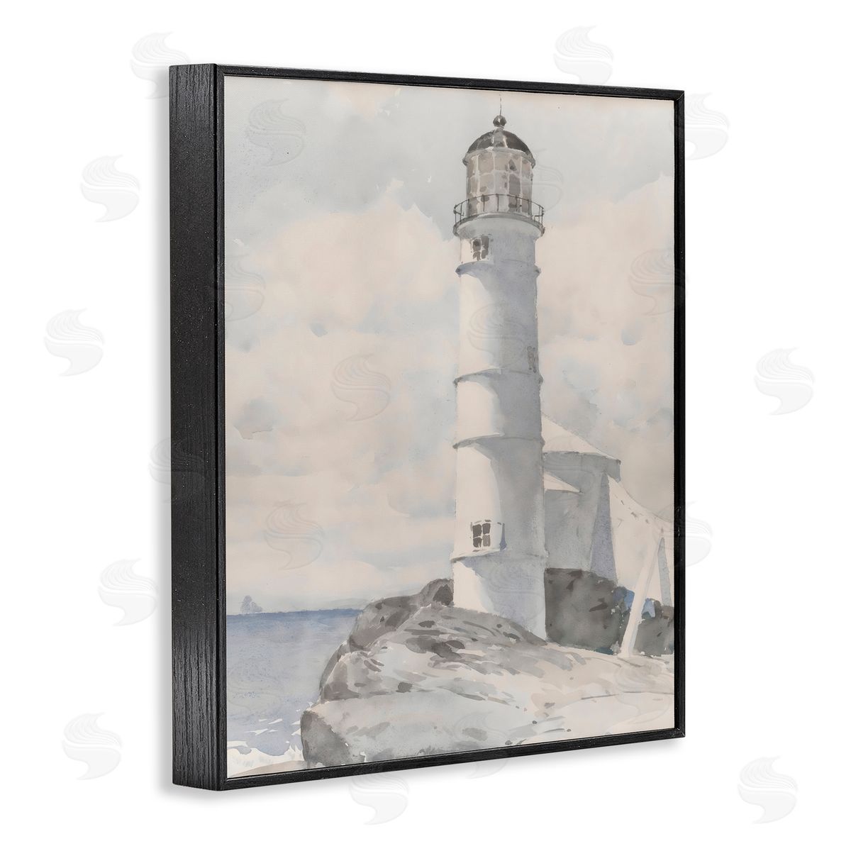 Riley B Soft Vintage Coastal Lighthouse Black Framed Giclee Art Print