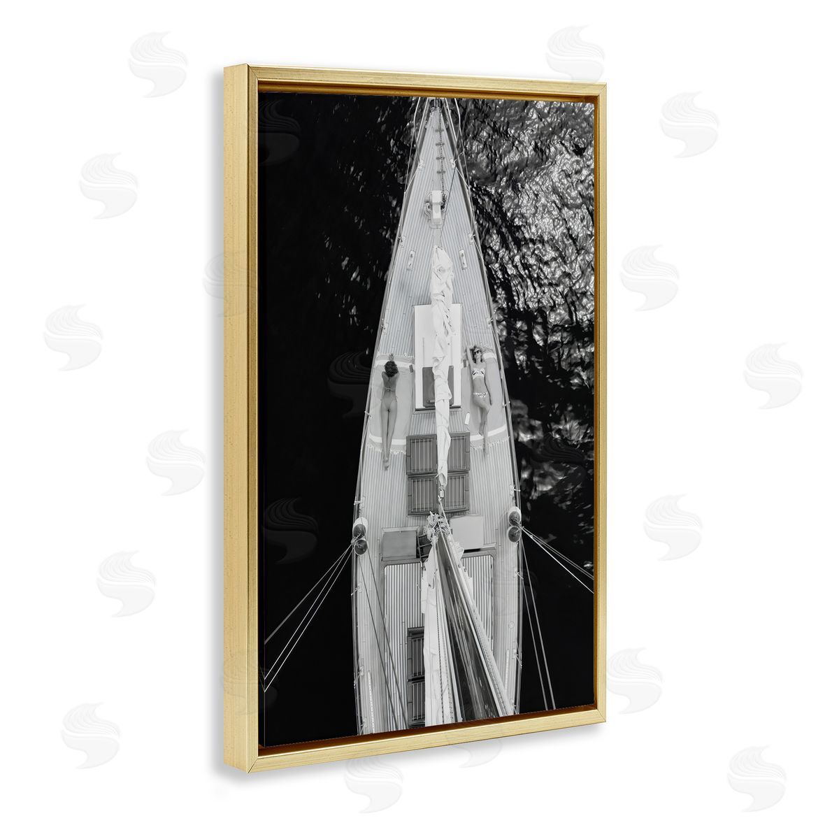 LSR Design Studio Sailboat Dream Aerial View Gold Floating Frame Canvas Art Print