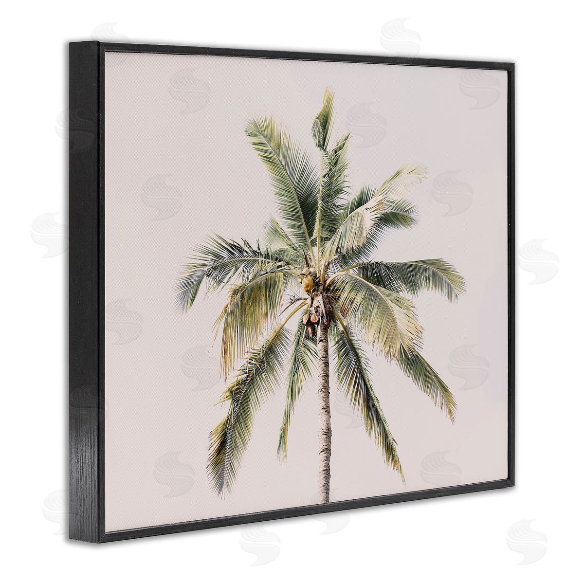 Sisi and Seb Palm Tree Underside on Pink Black Framed Giclee Art Print
