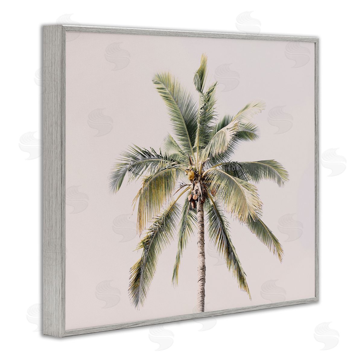 Sisi and Seb Palm Tree Underside on Pink Gray Framed Giclee Art Print