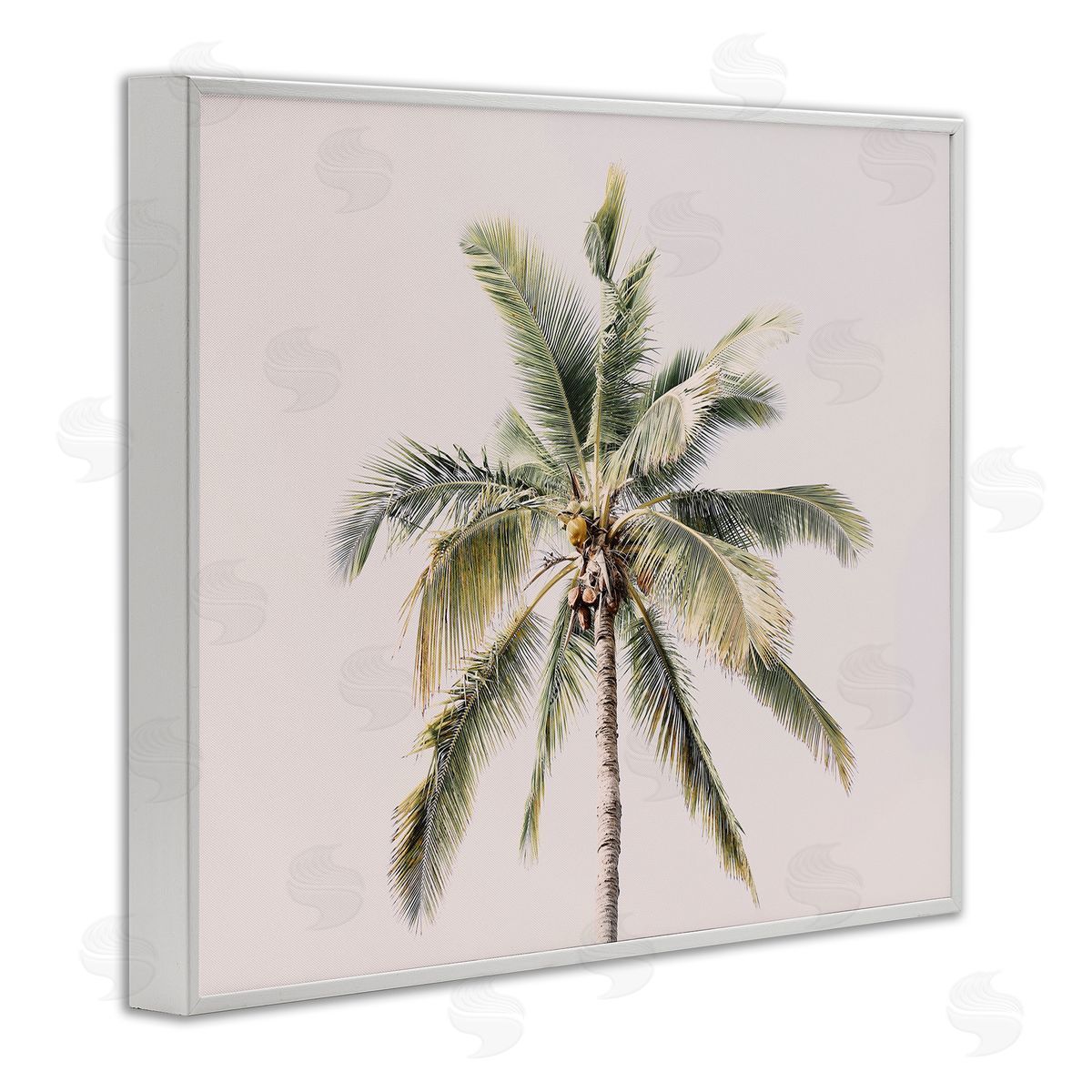 Sisi and Seb Palm Tree Underside on Pink White Frame Giclee Art Print