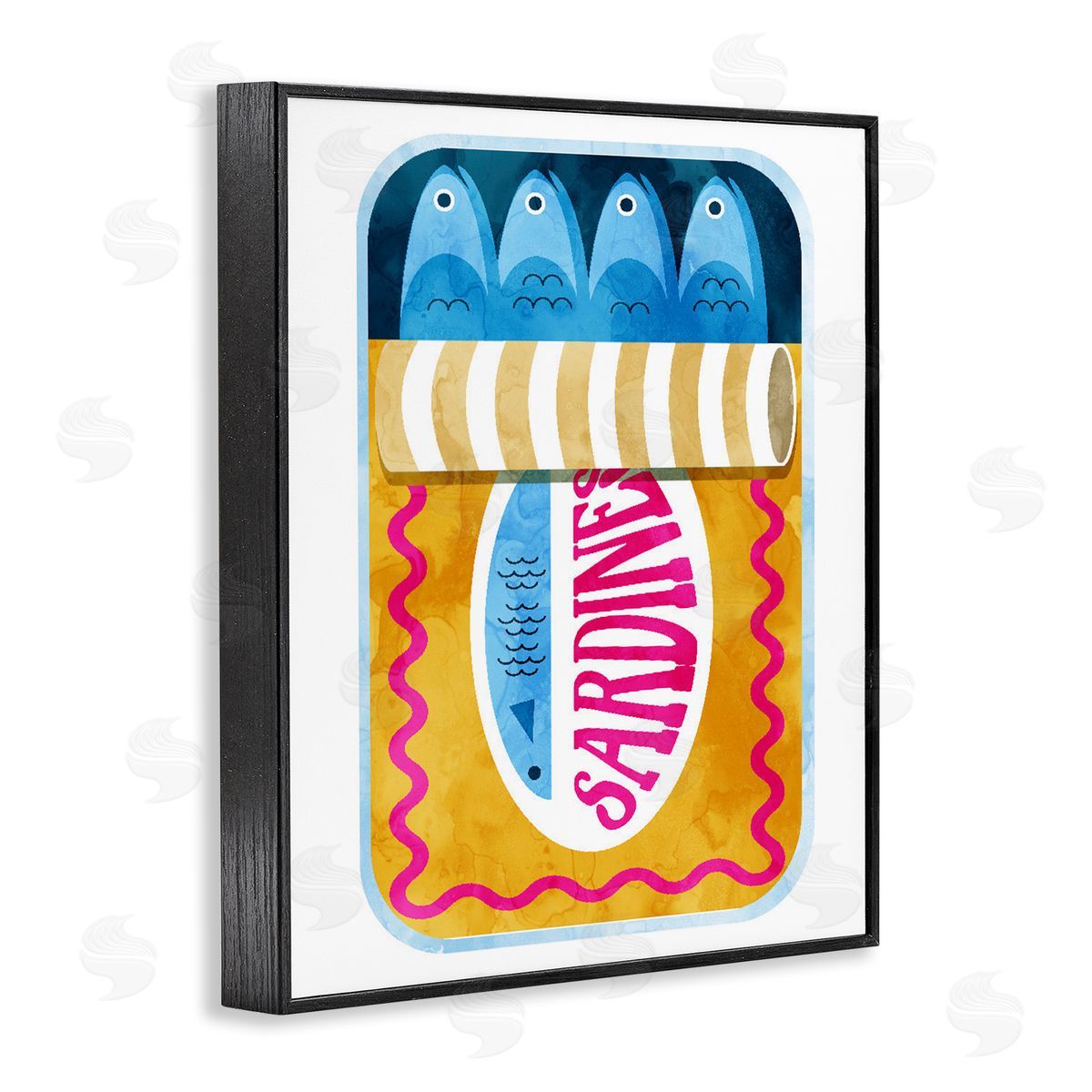 Lil' Rue Blue & Orange Canned Sardines Canvas Wall Art Print