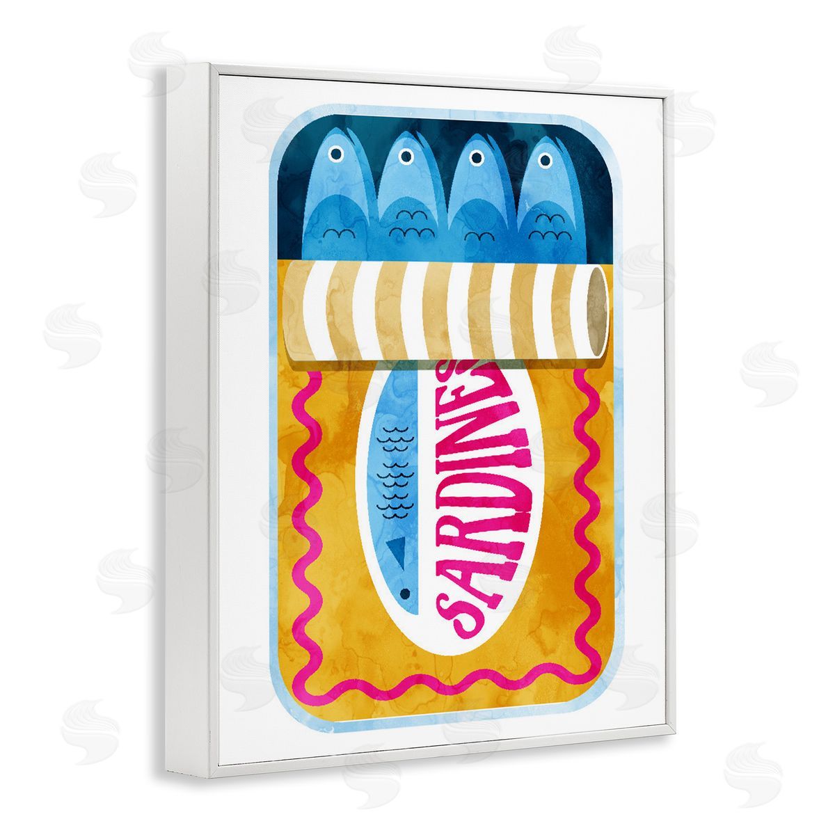 Lil' Rue Blue & Orange Canned Sardines Canvas Wall Art Print