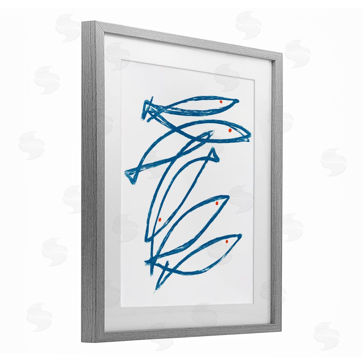 Lil' Rue Minimalist Fish Outline Canvas Wall Art Print