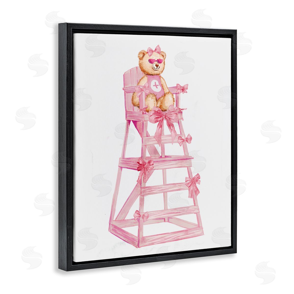 Ziwei Li Teddy Bear Life Guard Black Floating Frame Canvas Wall Art Print