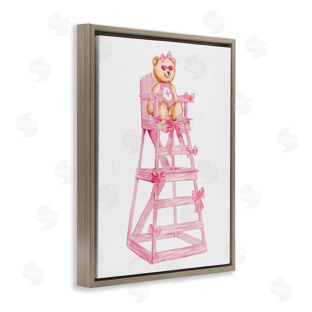 Ziwei Li Teddy Bear Life Guard Brown Floating Frame Canvas Art Print