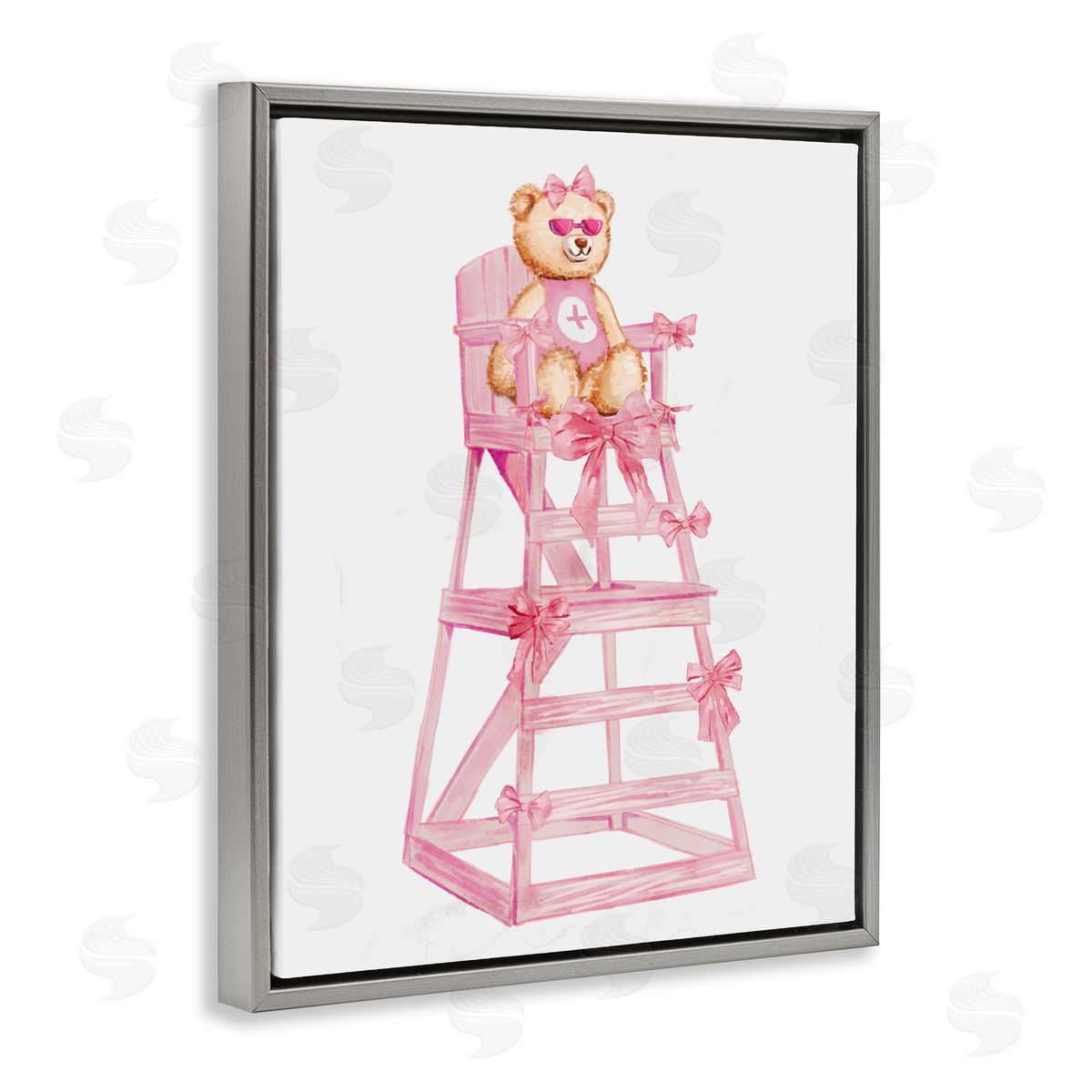 Ziwei Li Teddy Bear Life Guard Gray Floating Frame Canvas Art Print