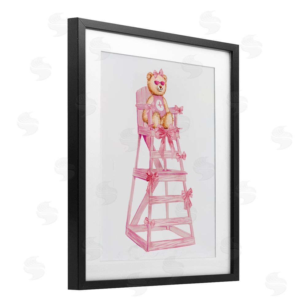 Ziwei Li Teddy Bear Life Guard Black Framed Print Under Glass Art