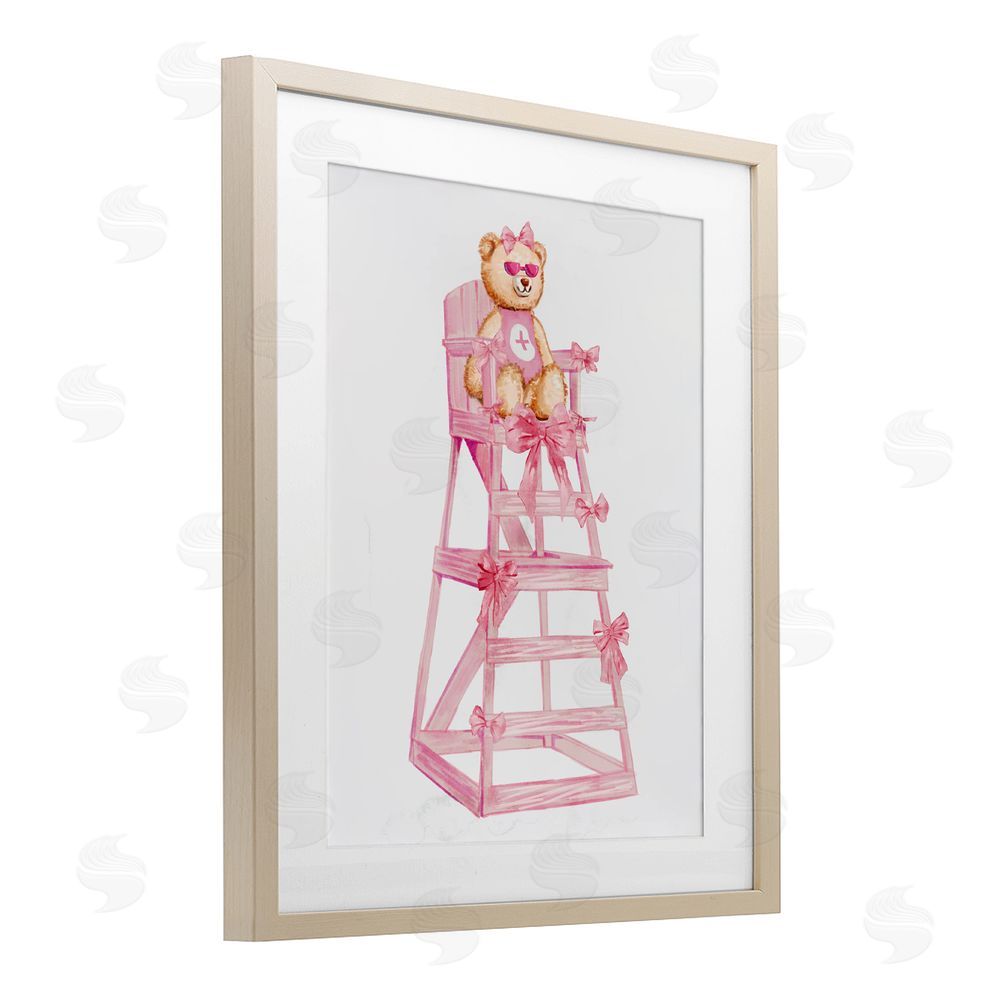 Ziwei Li Teddy Bear Life Guard Birch Framed Print Under Glass Art
