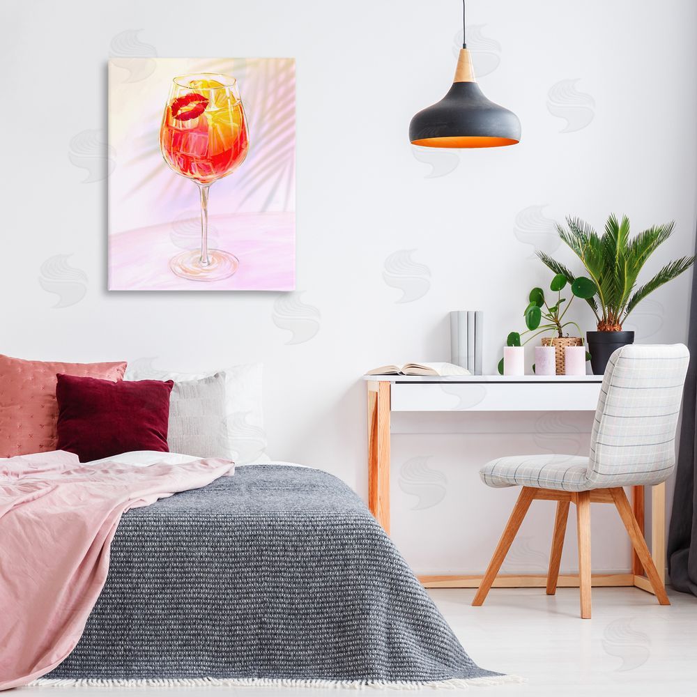 Ziwei Li Summery Citrus Cocktail with Lips Printed Wall Art in Room