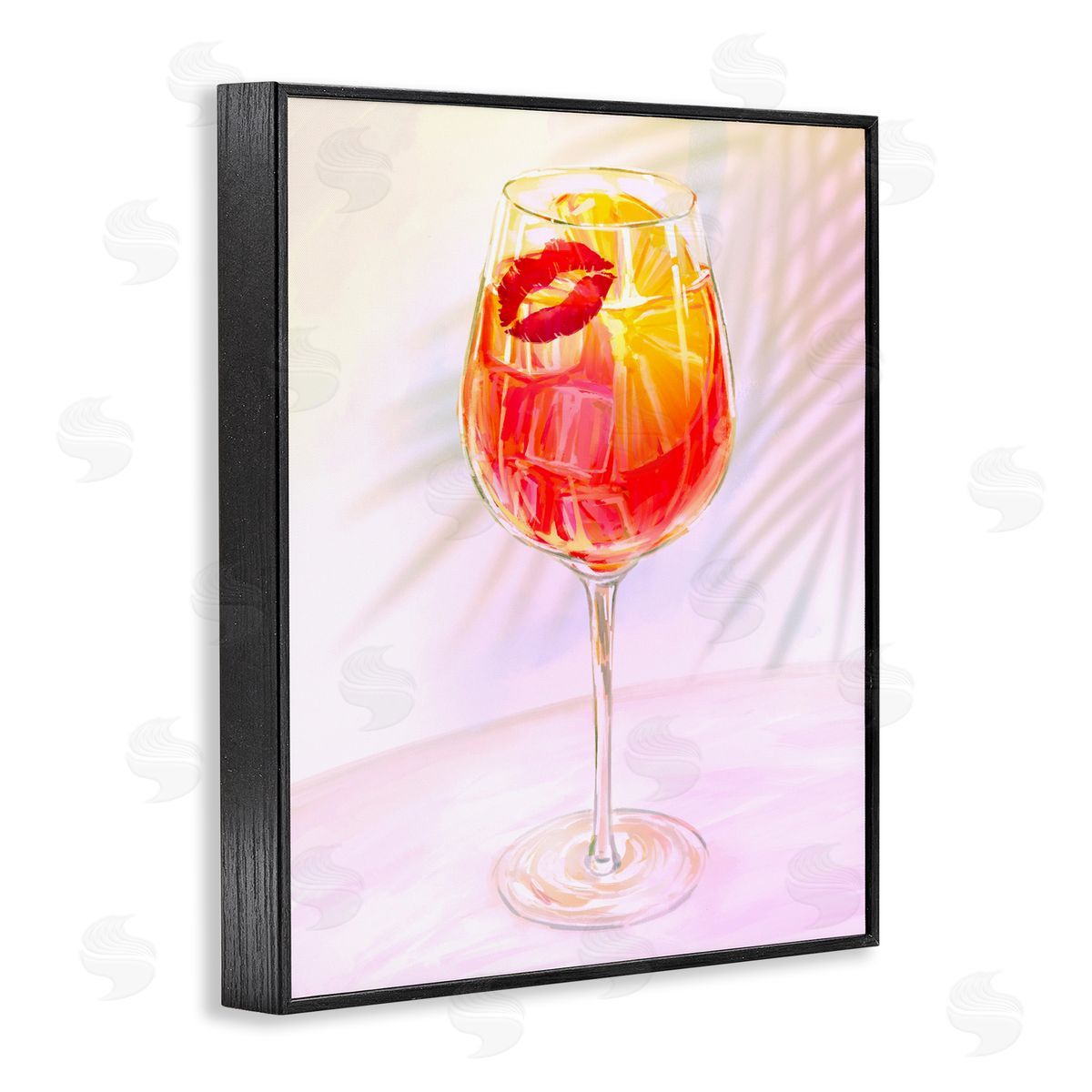 Ziwei Li Summery Citrus Cocktail with Lips Black Framed Giclee Art Print