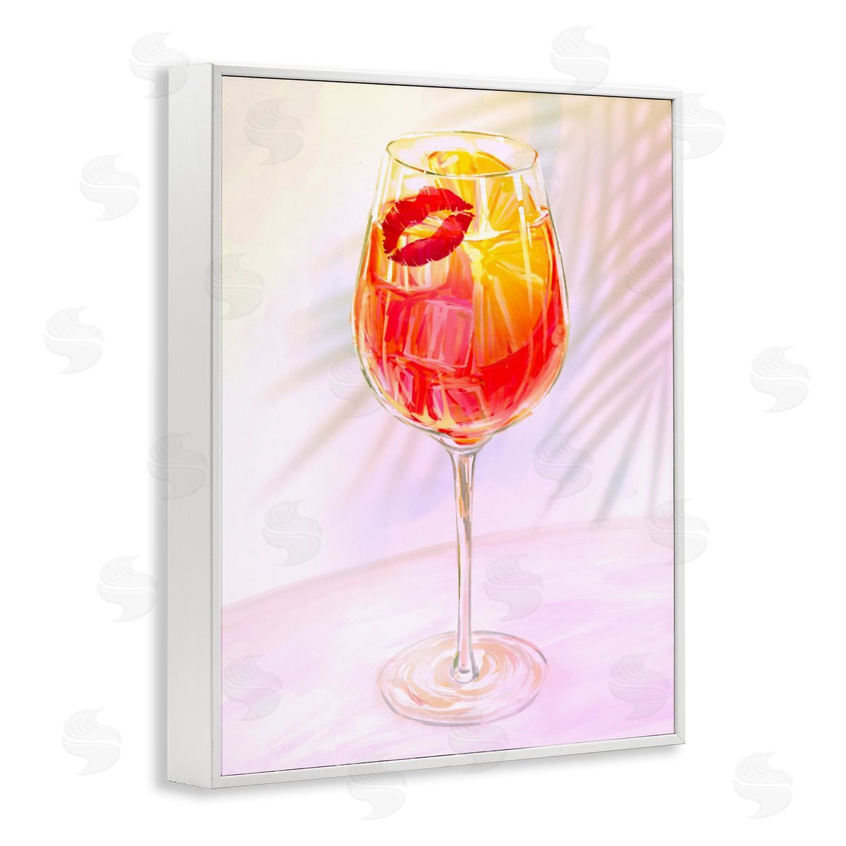 Ziwei Li Summery Citrus Cocktail with Lips White Frame Giclee Art Print