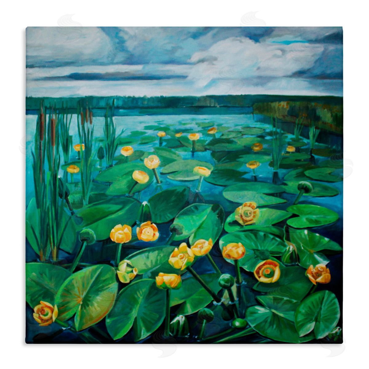 Violeta Vollmer Pond Lilies with Clouds Overhead Canvas Wall Art Print