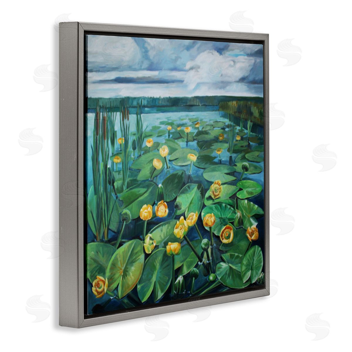 Violeta Vollmer Pond Lilies with Clouds Overhead Canvas Wall Art Print