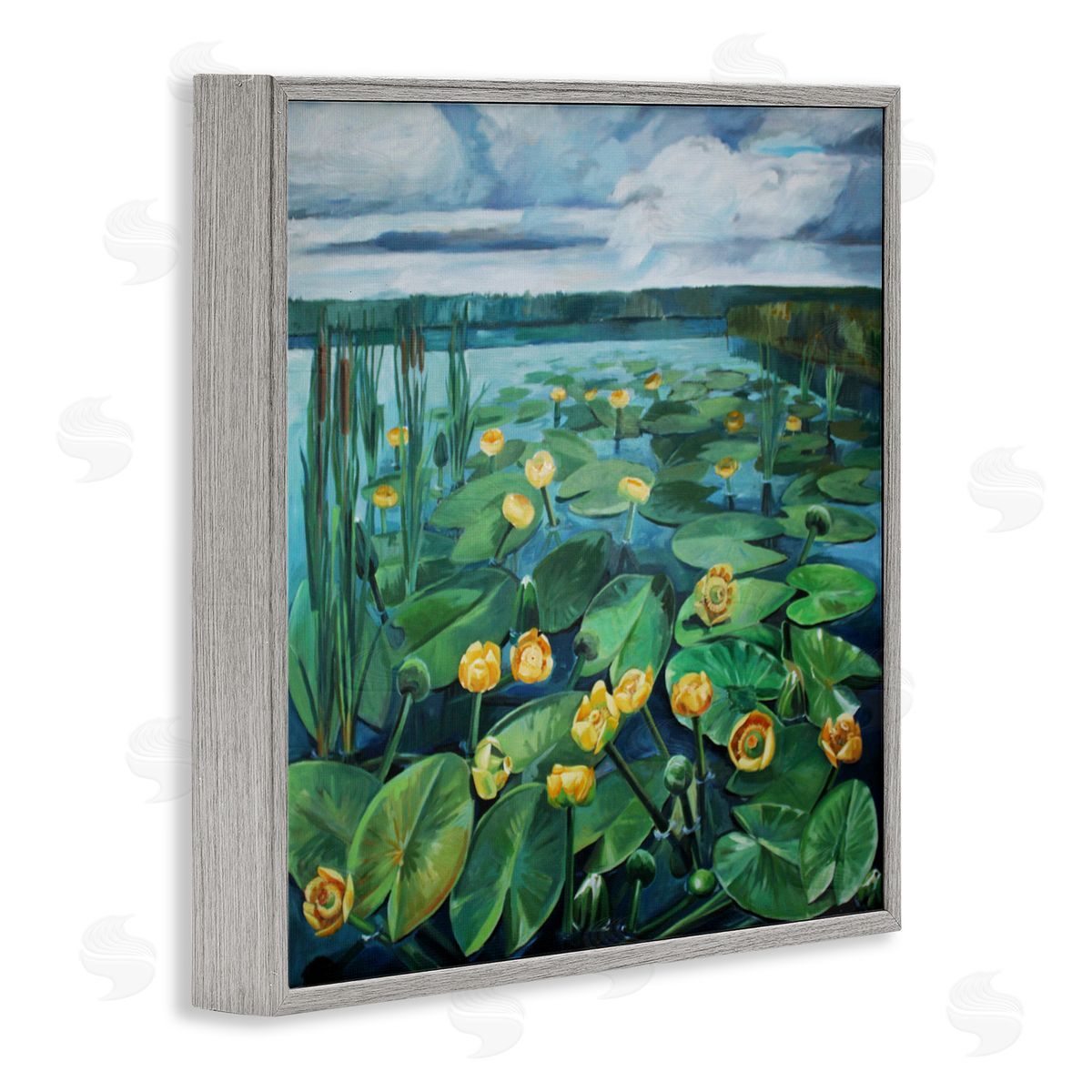Violeta Vollmer Pond Lilies with Clouds Overhead Canvas Wall Art Print