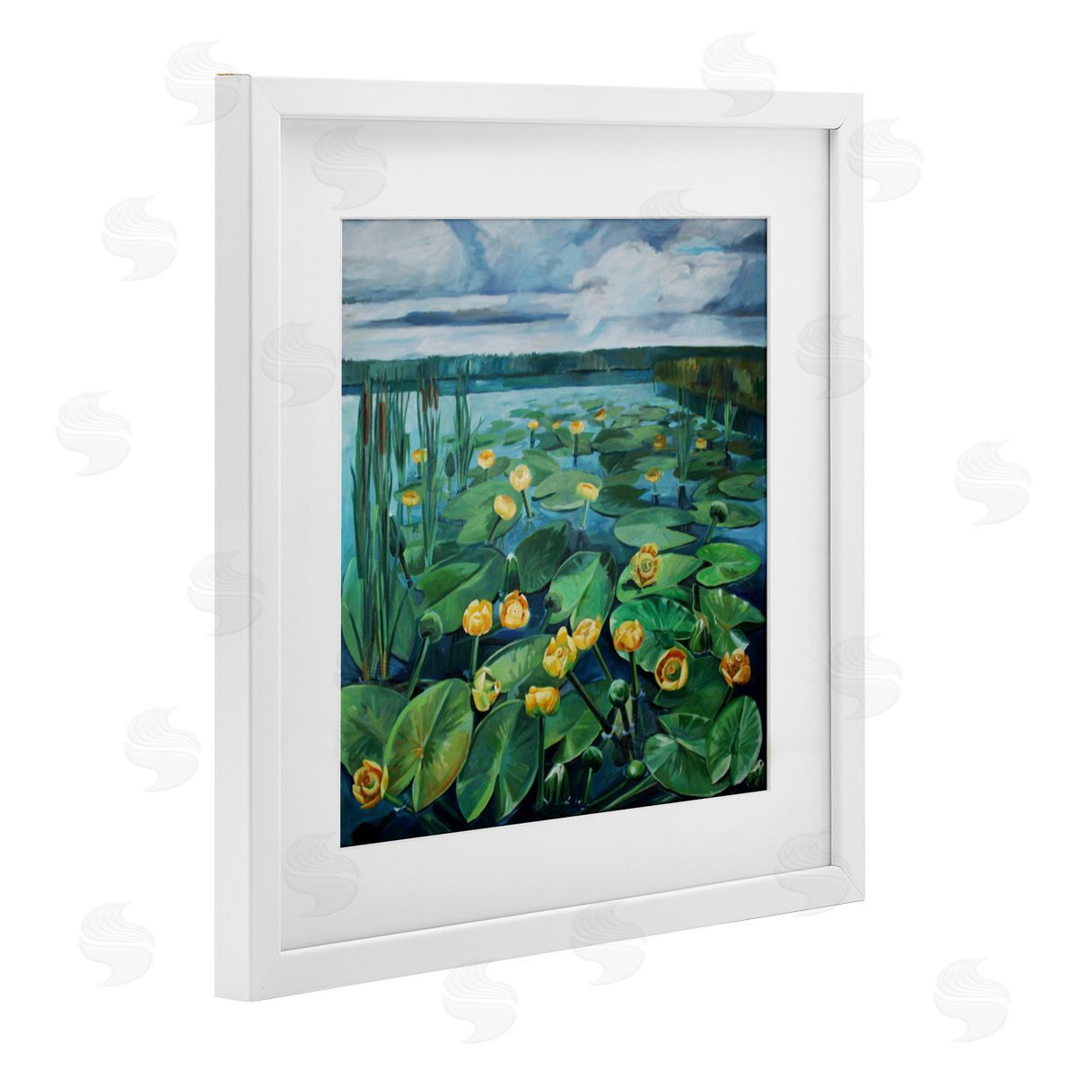 Violeta Vollmer Pond Lilies with Clouds Overhead Canvas Wall Art Print