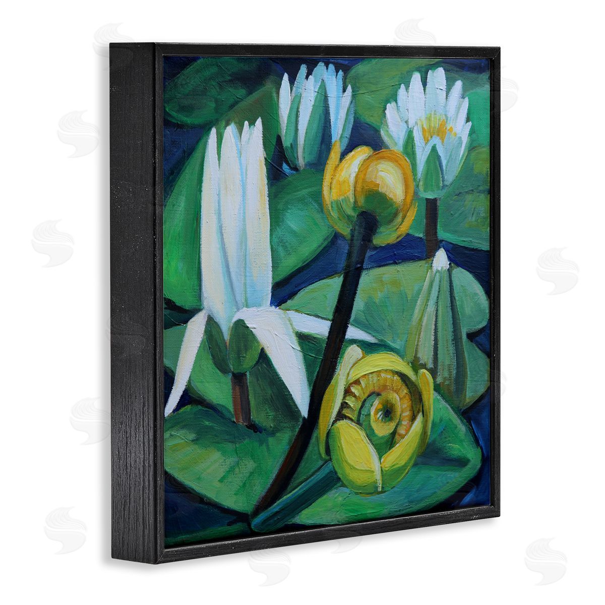 Violeta Vollmer Yellow & White Pond Lilies Canvas Wall Art Print