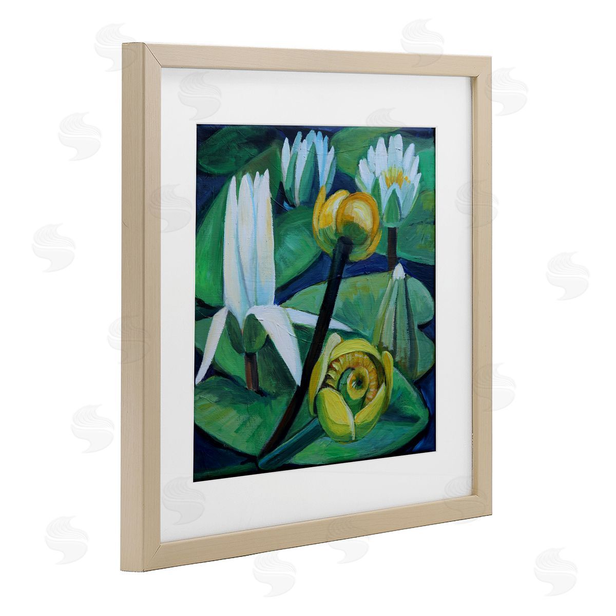 Violeta Vollmer Yellow & White Pond Lilies Canvas Wall Art Print