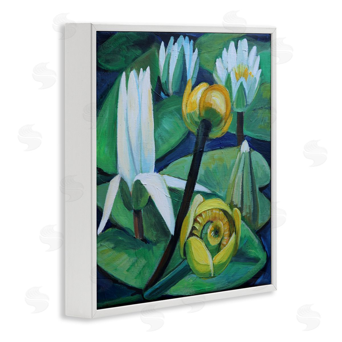 Violeta Vollmer Yellow & White Pond Lilies Canvas Wall Art Print