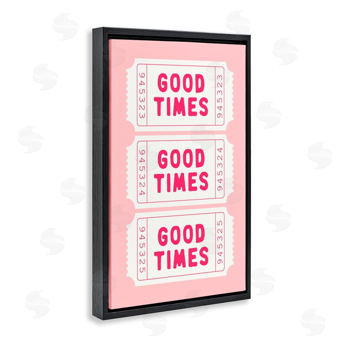 Lettered and Lined Good Times Ticket Stubs Black Floating Frame Canvas Wall Art Print