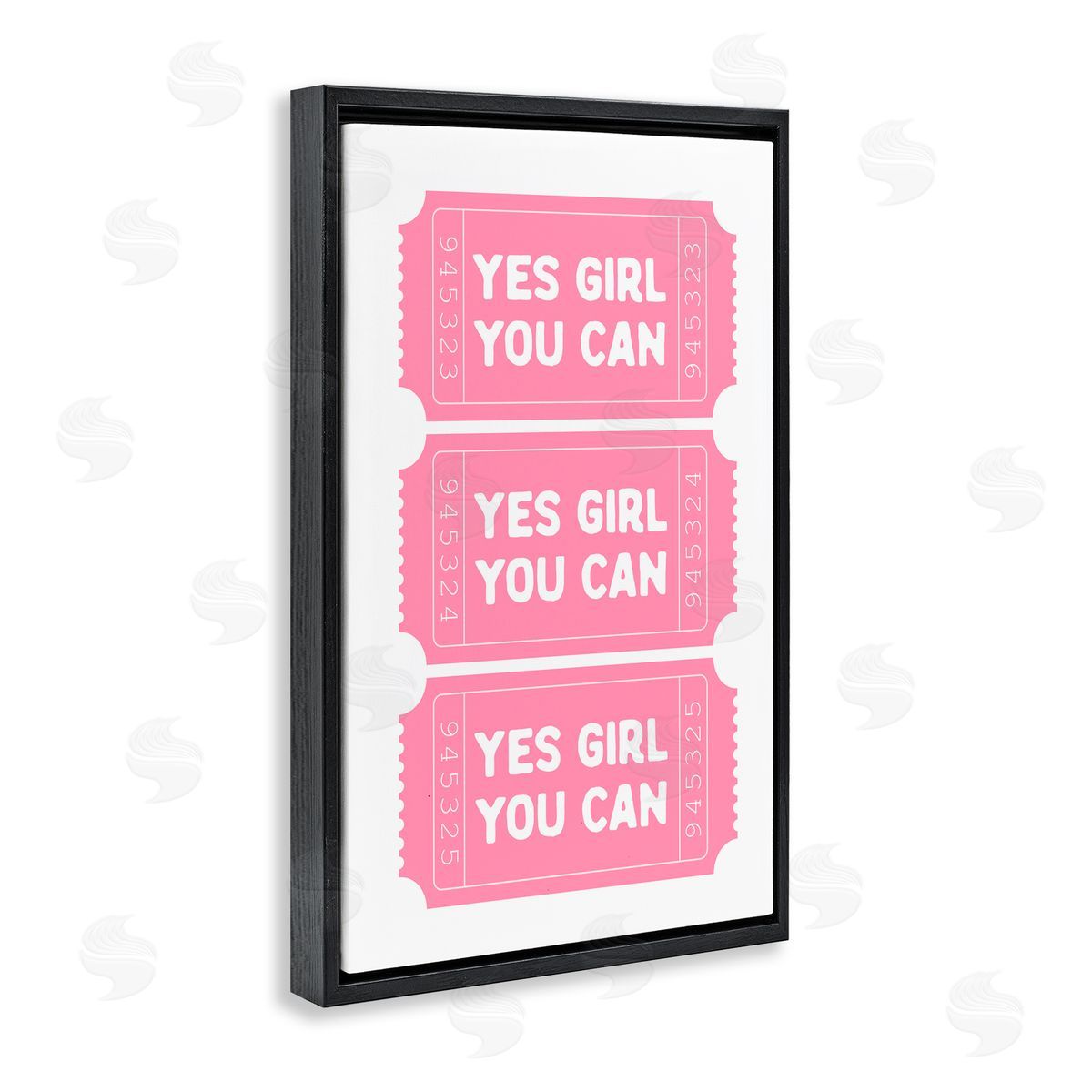 Lettered and Lined Yes Girl You Can Tickets Black Floating Frame Canvas Wall Art Print