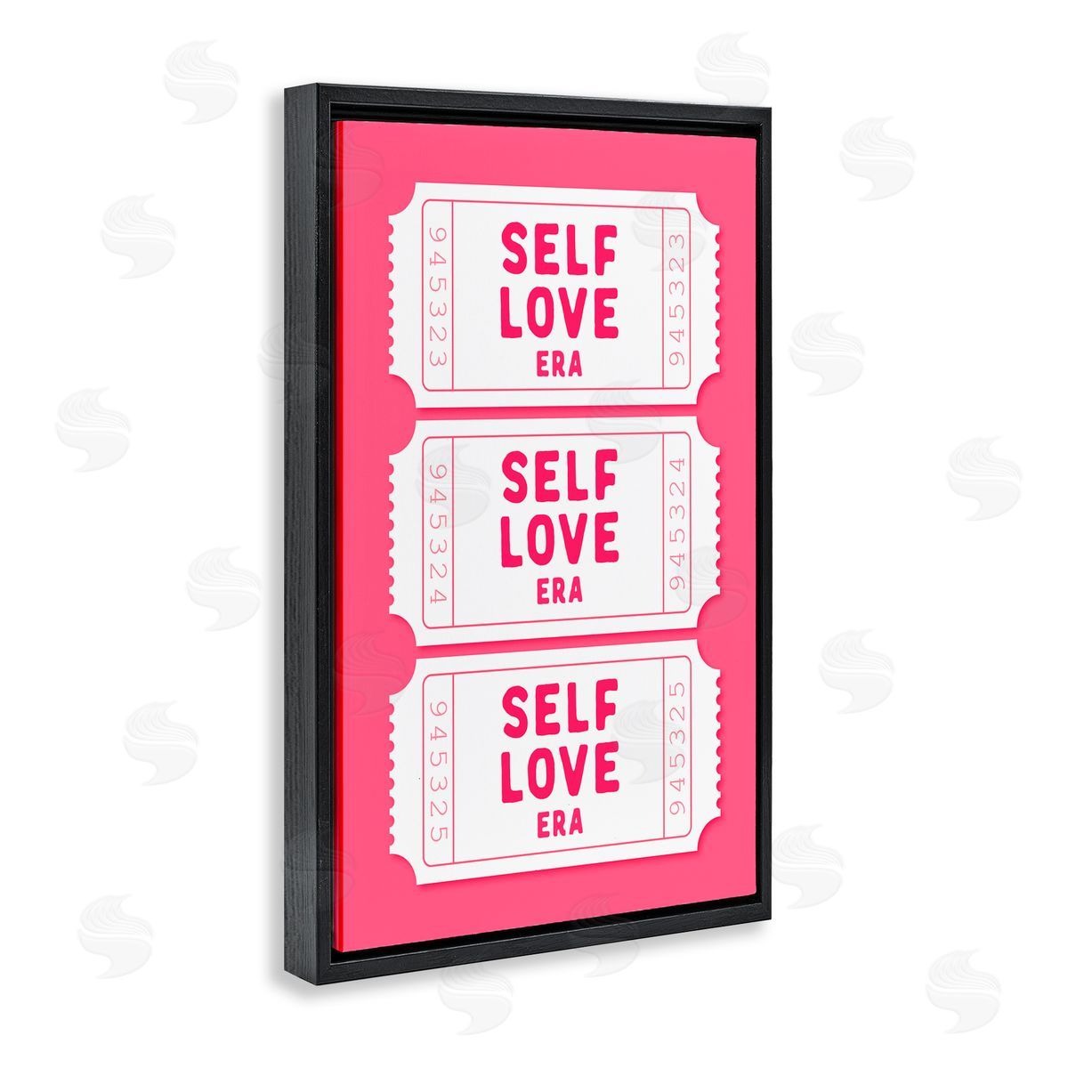 Lettered and Lined Self Love Era Tickets Black Floating Frame Canvas Wall Art Print
