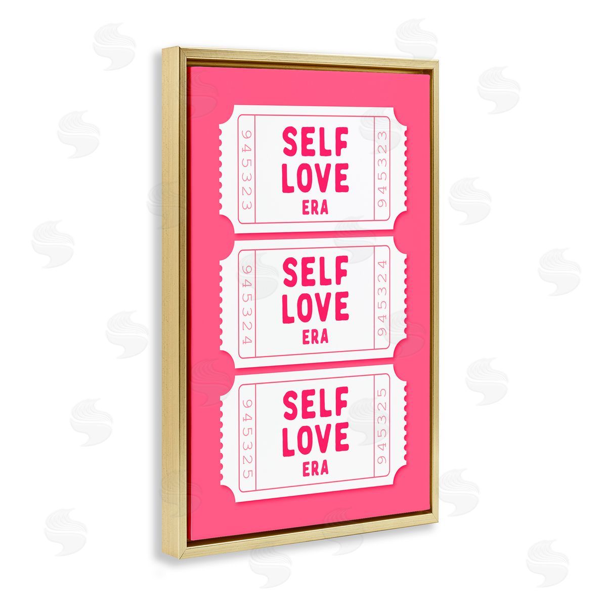 Lettered and Lined Self Love Era Tickets Gold Floating Frame Canvas Art Print