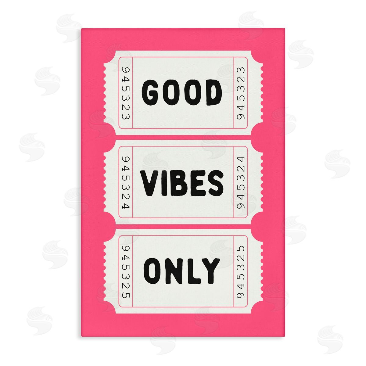 Lettered and Lined Good Vibes Only White & Pink Canvas Wall Art Print