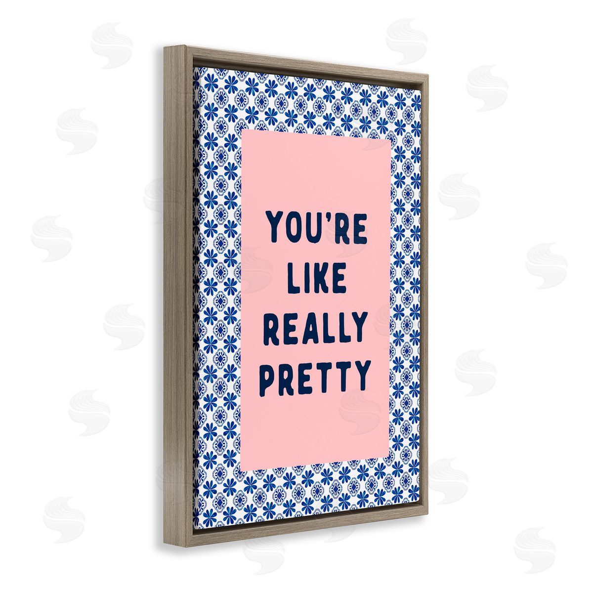 Lettered and Lined You're Like Really Pretty Brown Floating Frame Canvas Art Print