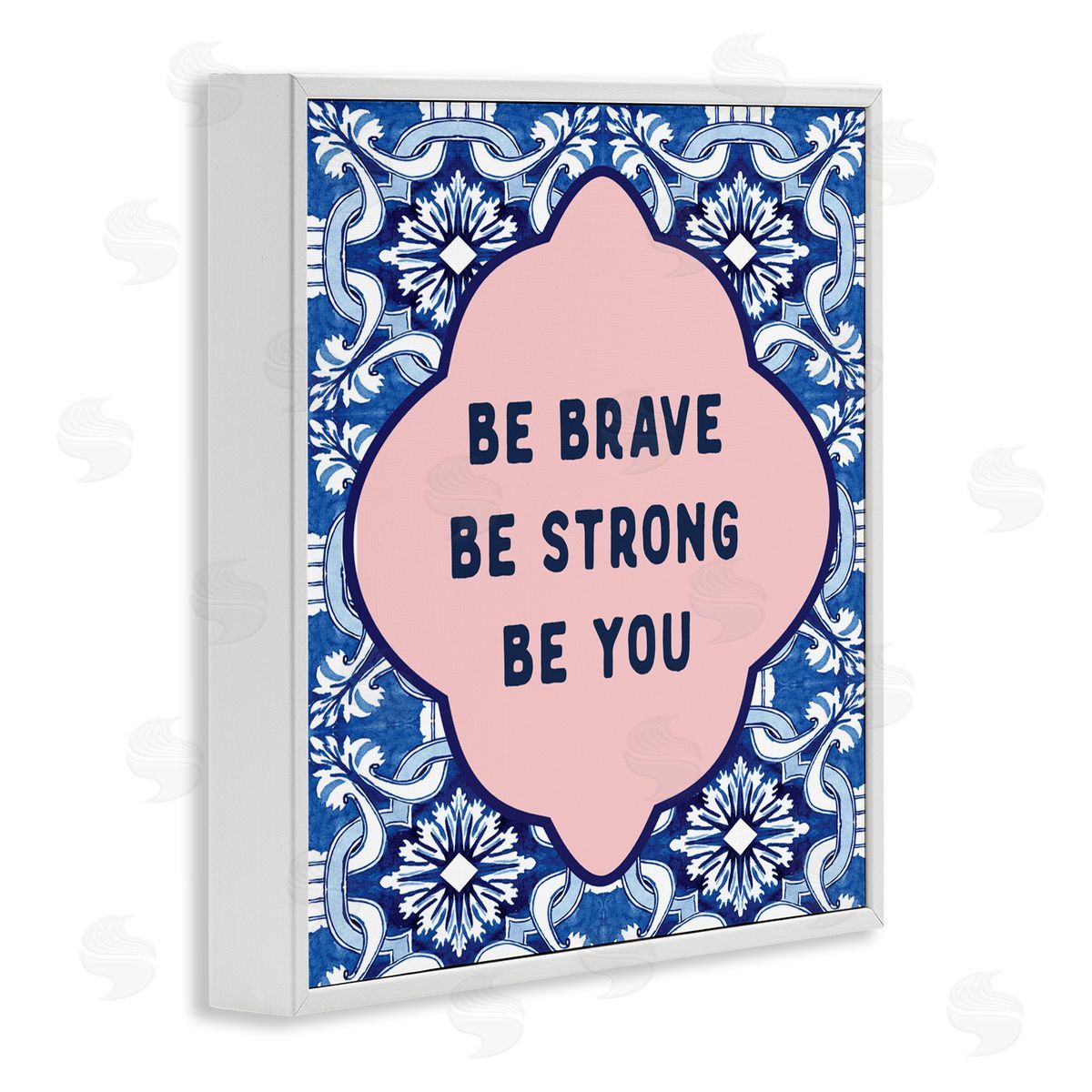 Lettered and Lined Be You on Boho Pattern White Frame Giclee Art Print