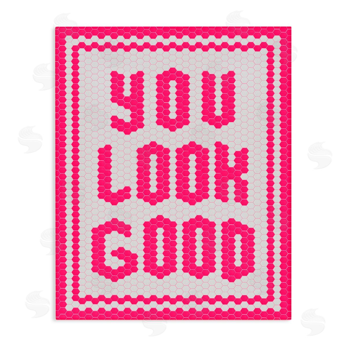 Lettered and Lined You Look Good Magenta Mosaic Canvas Wall Art Print