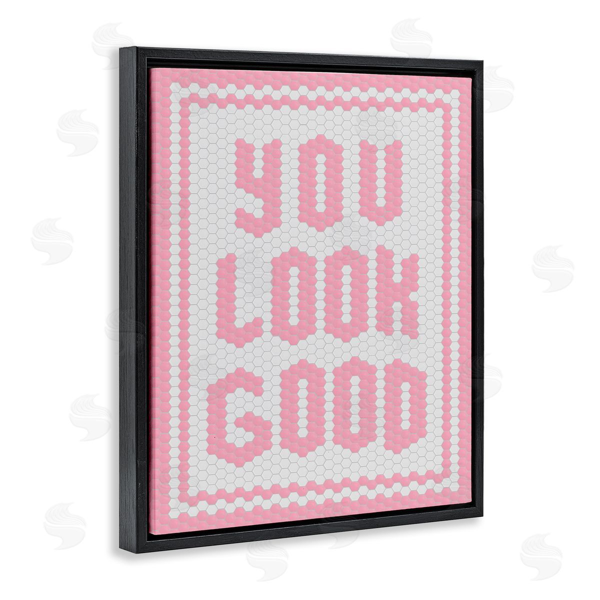 Lettered and Lined You Look Good Pink Pastel Black Floating Frame Canvas Wall Art Print