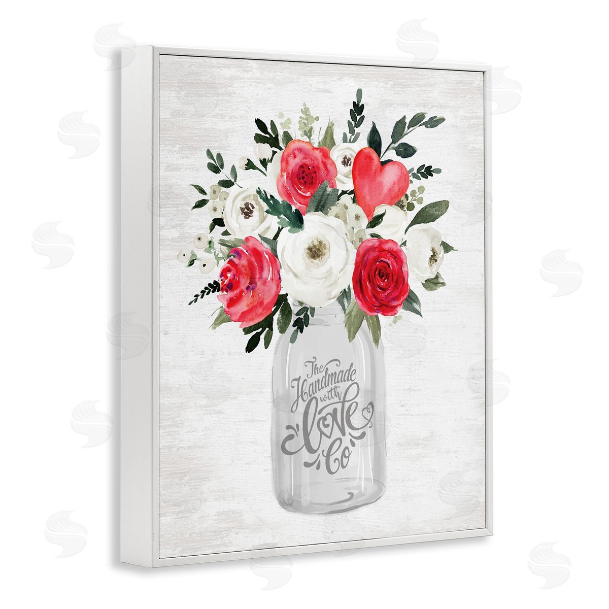 Lettered and Lined Romantic Handmade Love Bouquet White Frame Giclee Art Print