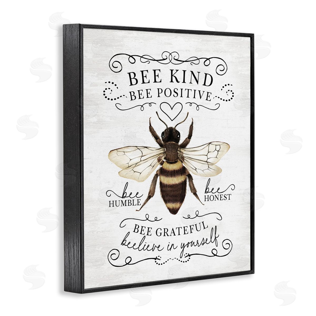 Lettered and Lined Bee Kind & Positive Country Black Framed Giclee Art Print