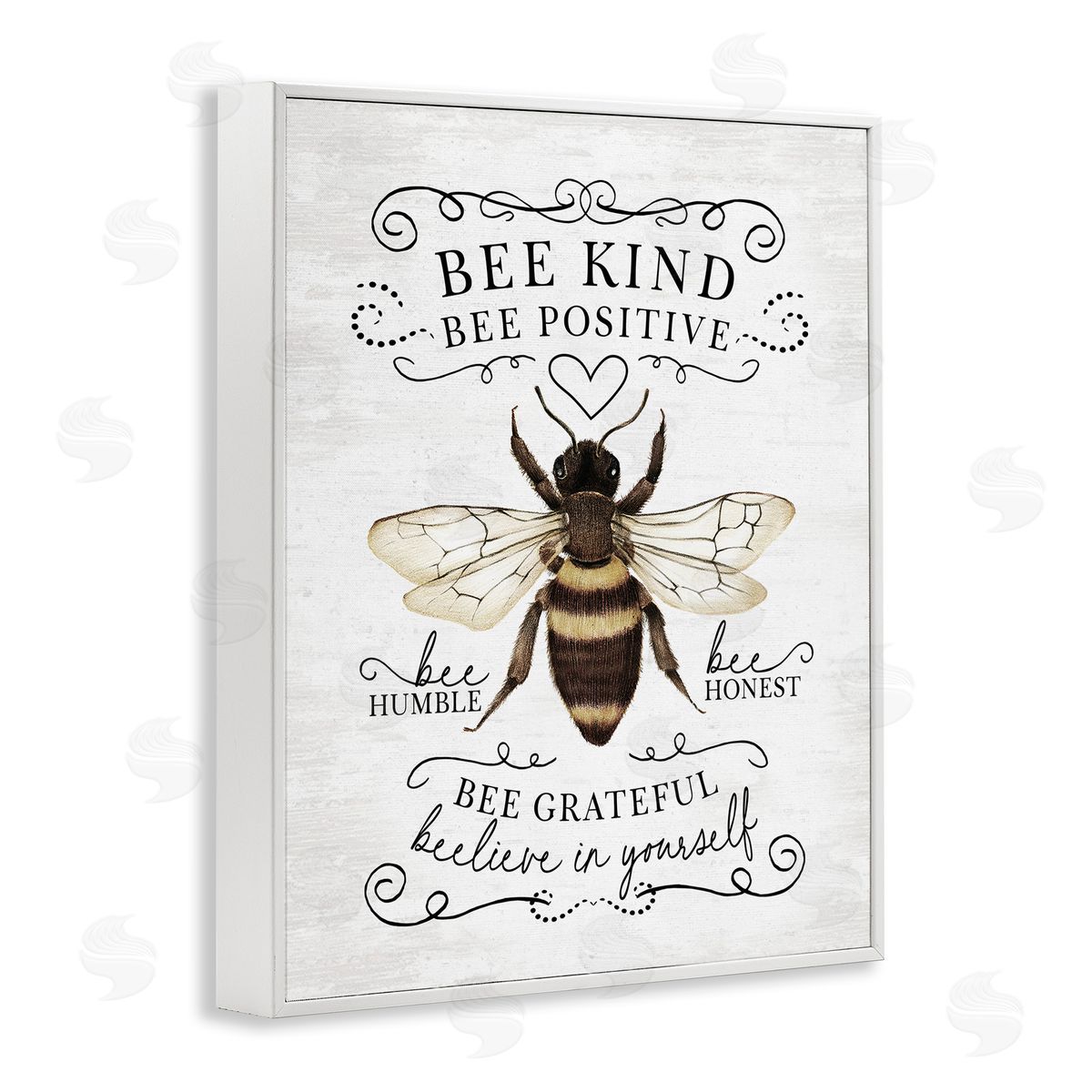 Lettered and Lined Bee Kind & Positive Country White Frame Giclee Art Print