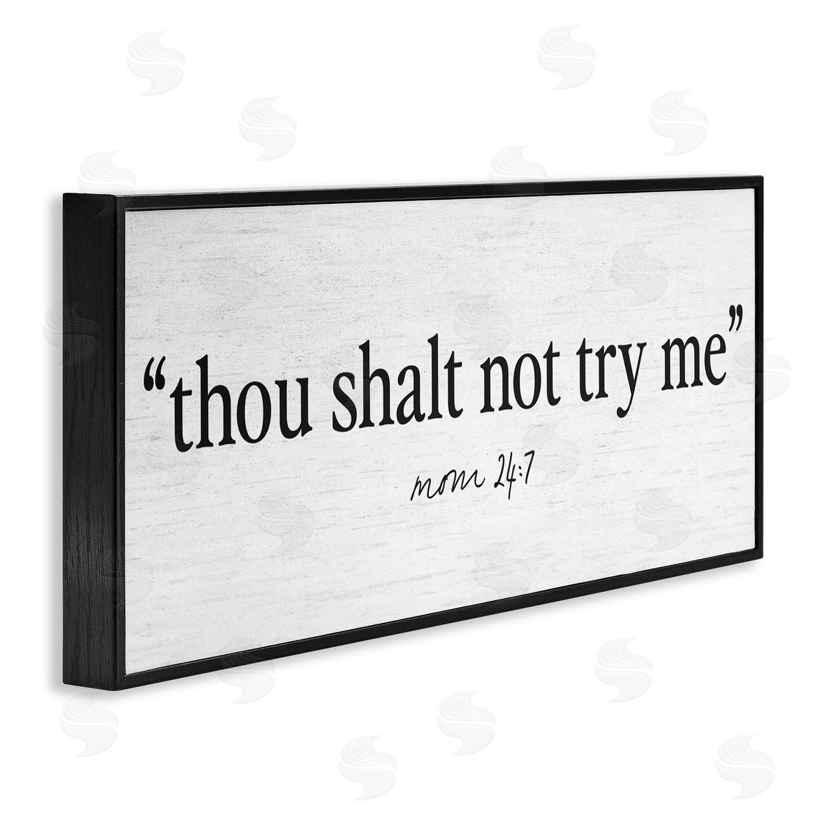 Lettered and Lined Thou Shalt Not Try Me Mom Black Framed Giclee Art Print