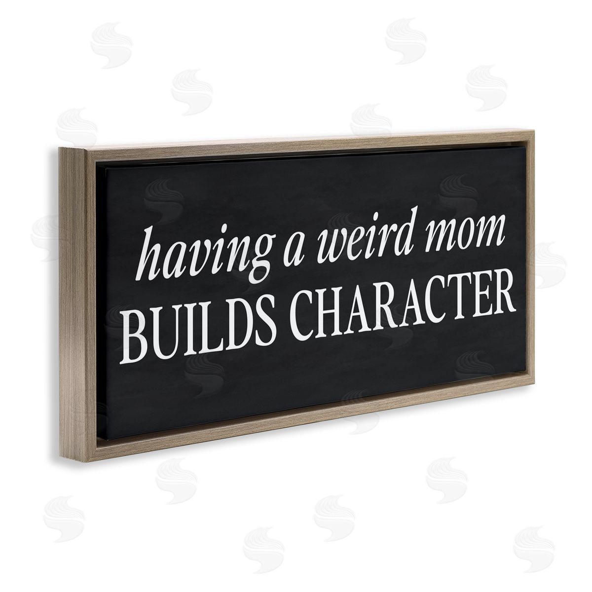 Lettered and Lined Weird Mom Builds Character Brown Floating Frame Canvas Art Print