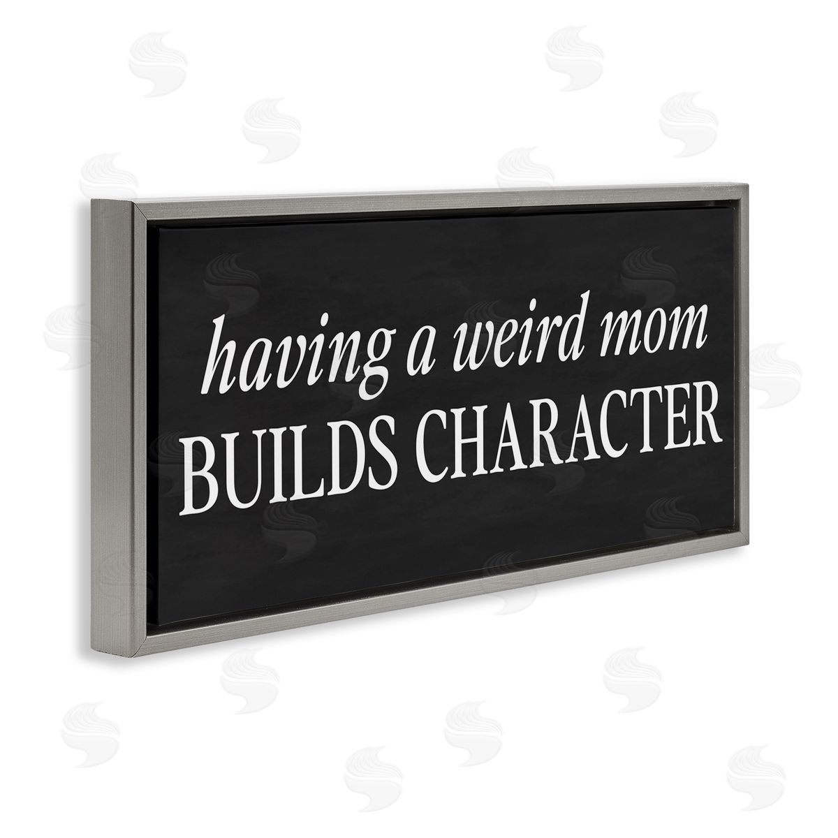 Lettered and Lined Weird Mom Builds Character Gray Floating Frame Canvas Art Print